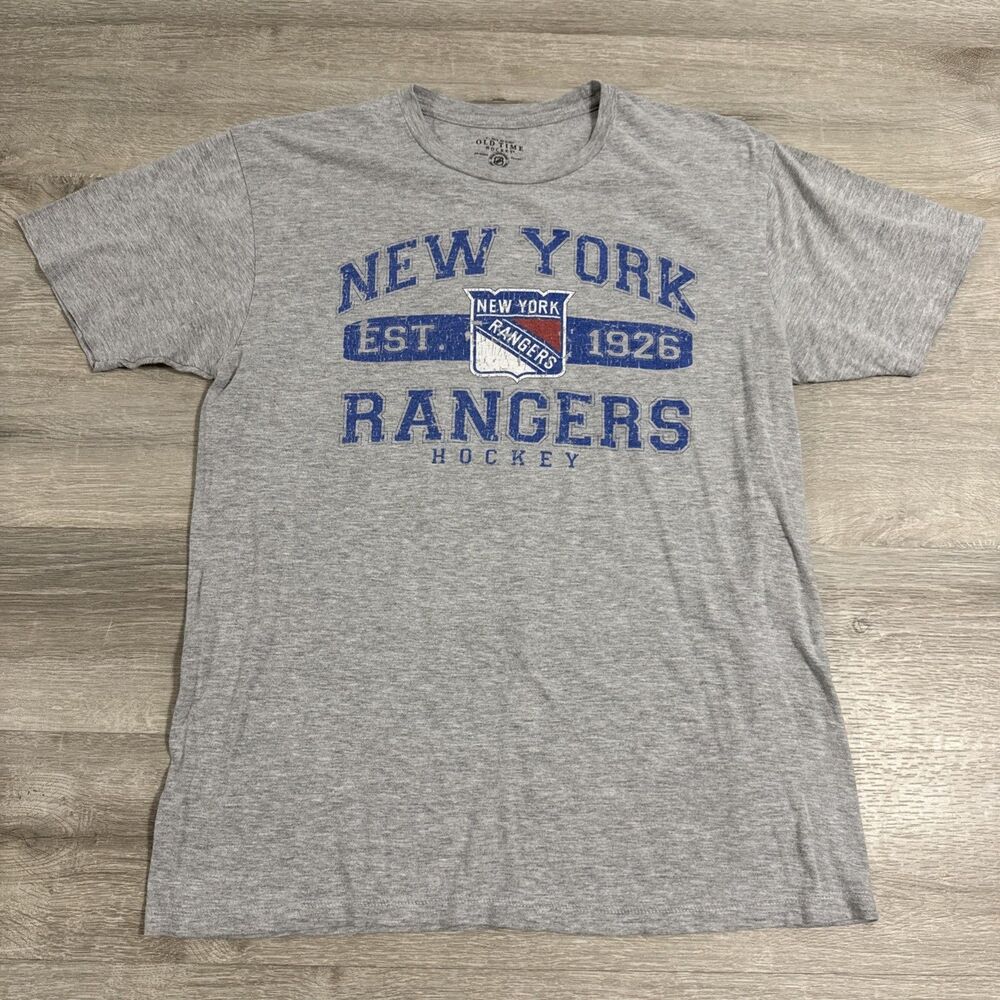 New York Rangers Shirt NHL Hockey Men’s Medium Gray Old Time Hockey Est 1926